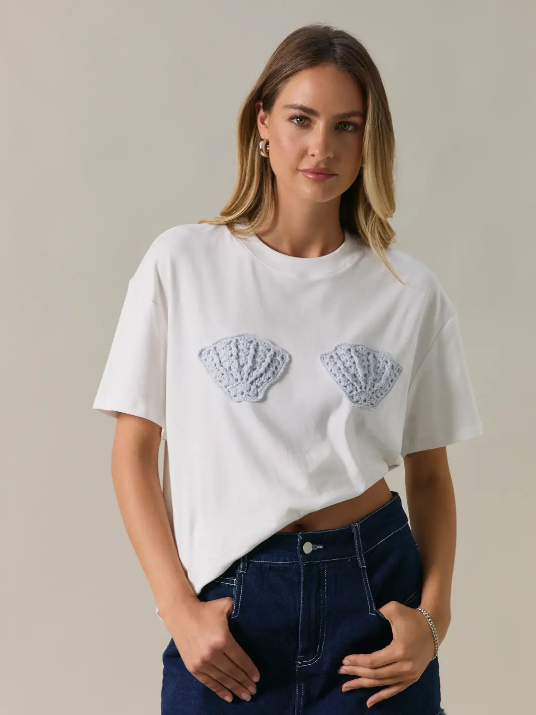 Crochet Shell Patch Top