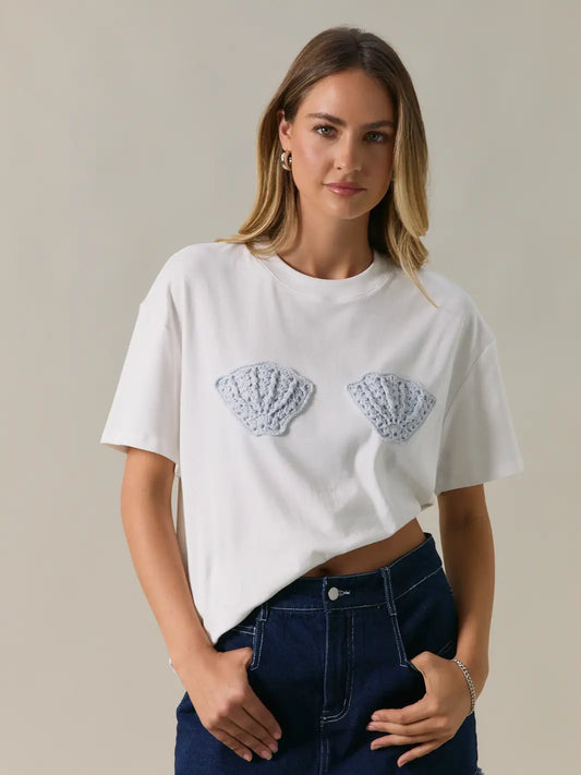 Crochet Shell Patch Top